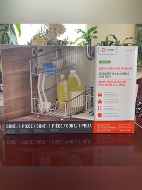 Trinity Silver Sliding Undersink Organizer with Dual Wire Baskets